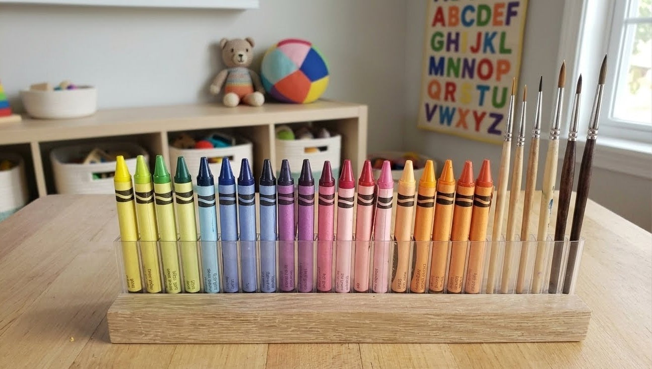 Crayon Stand / Two-Part Paintbrush Holder / Minimalist Gift For Kids / Art Lovers Gift