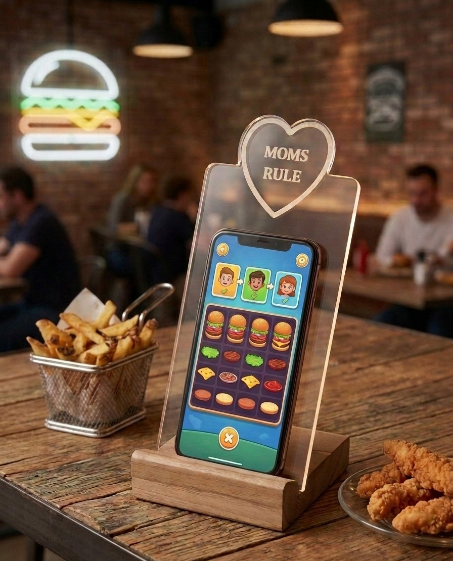 Recycled Wood Phone Holder / Tablet Caddy Minimalist Gift - Moms Rule