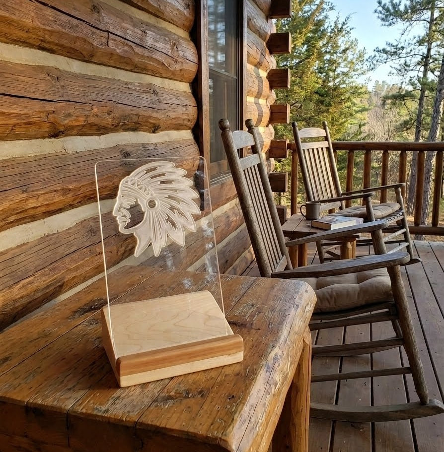 Tablet Holder - Acrylic Phone Stand - Wood Gift - For Dads Day - Outdoor Chief Caddy